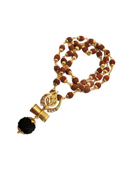 Om Trishul Rudraksha  Damru Pendant By Menjewell