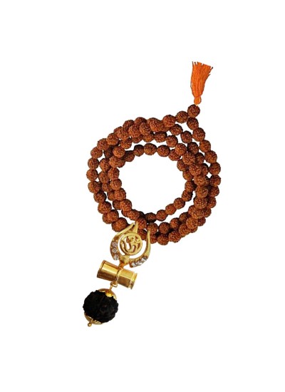 Om Trishul Rudraksha  Damru Pendant By Menjewell