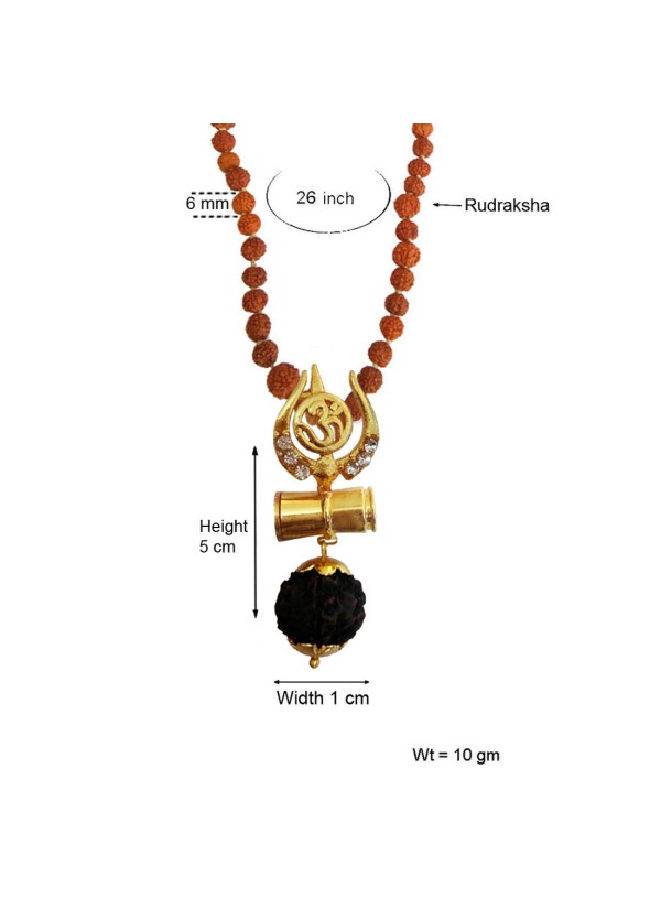 Om Trishul Rudraksha  Damru Pendant By Menjewell