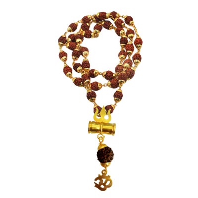 Om Trishul Rudraksha  Damru Pendant By Menjewell