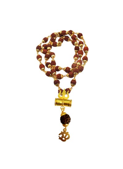 Om Trishul Rudraksha  Damru Pendant By Menjewell