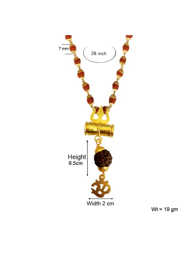 Om Trishul Rudraksha  Damru Pendant By Menjewell