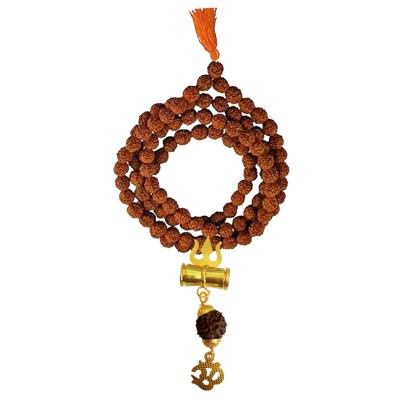 Om Trishul Rudraksha  Damru Pendant By Menjewell