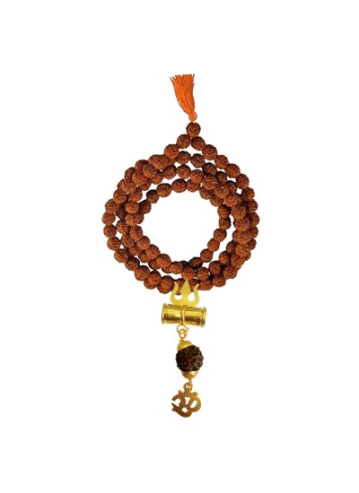 Om Trishul Rudraksha  Damru Pendant By Menjewell