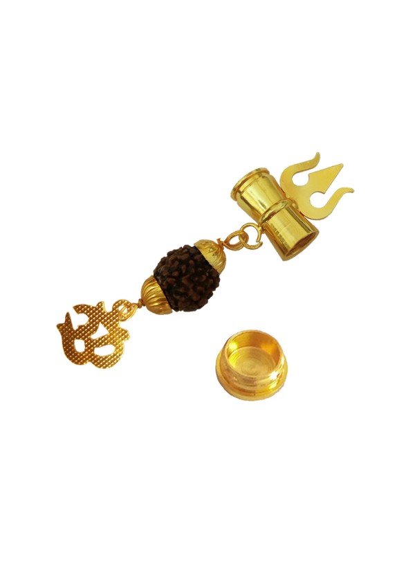 Om Trishul Rudraksha  Damru Pendant By Menjewell