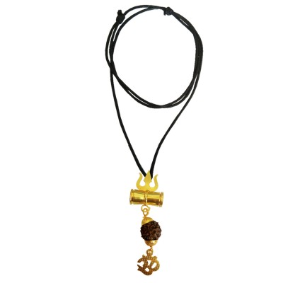 Om Trishul Rudraksha  Damru Pendant By Menjewell