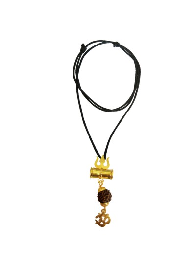 Om Trishul Rudraksha  Damru Pendant By Menjewell