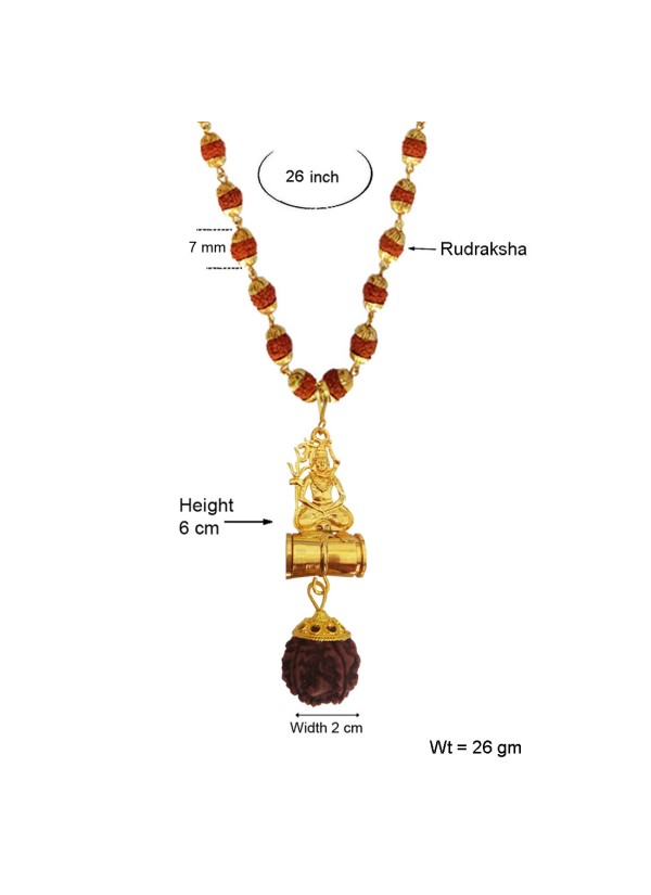 Mahadev Shiva Rudraksha Damru Pendant By Menjewell