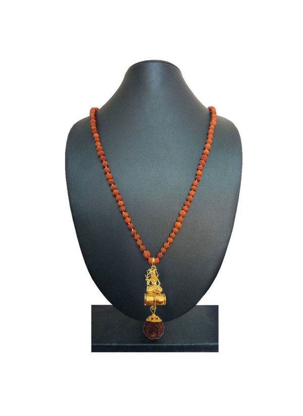 Mahadev Shiva Rudraksha Damru Pendant By RICH AND FAMOUS