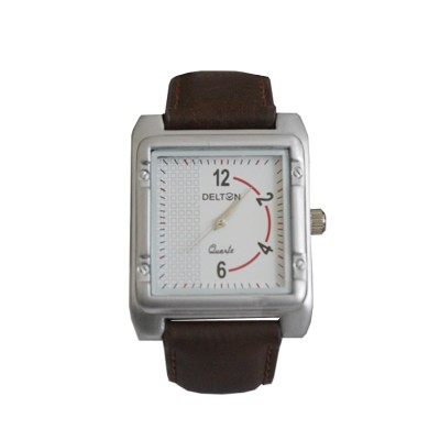 Menjewell Trendy Leather Brown Belt Square Dial (Water Resistance- Watch - For Men