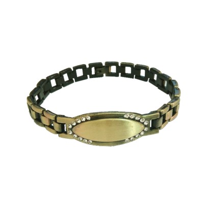 Rhinestone With ID Plate Link Design Bracelet For Men