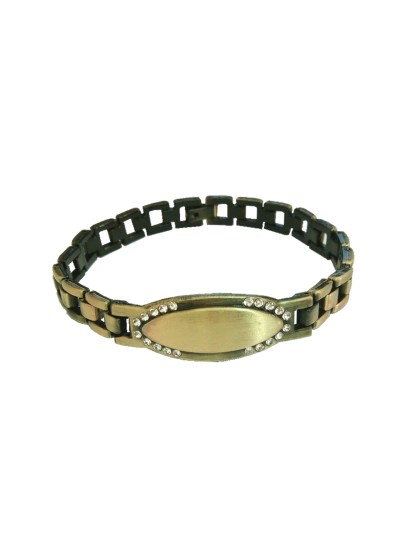 Rhinestone With ID Plate Link Design Bracelet For Men