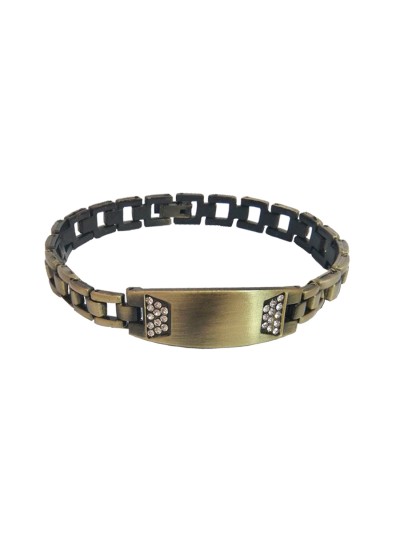 Rhinestone With ID Plate Link Design Bracelet For Men 