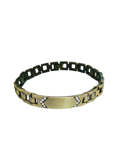 Rhinestone With ID Plate Link Design Bracelet For Men