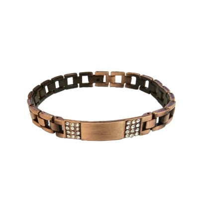 Rhinestone With ID Plate Link Design Bracelet For Men