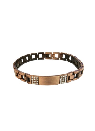 Rhinestone With ID Plate Link Design Bracelet For Men