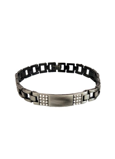 Rhinestone With ID Plate Link Design Bracelet For Men