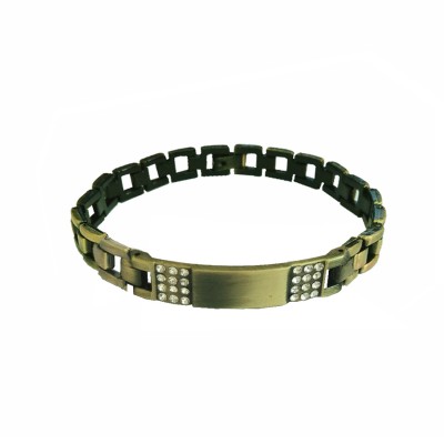 Rhinestone With ID Plate Link Design Bracelet For Men