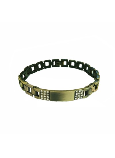 Rhinestone With ID Plate Link Design Bracelet For Men