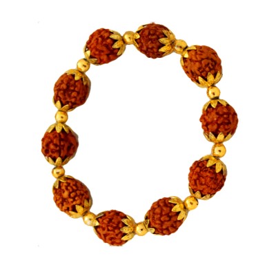 Shiva Religious Rudraksh With Gold Ashtadhatu Cap Design Rudraksha Bracelet