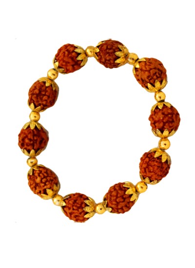 Shiva Religious Rudraksh With Gold Ashtadhatu Cap Design Rudraksha Bracelet