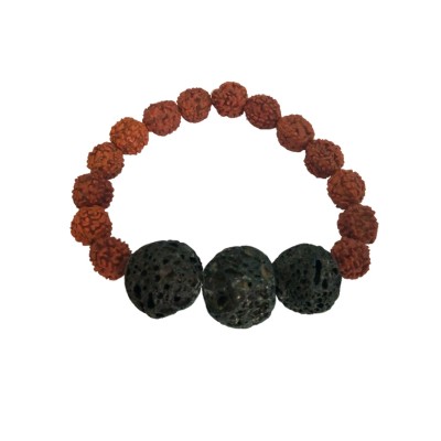 Lava Stone With Rudraksha Beads Yoga Bracelet For Men