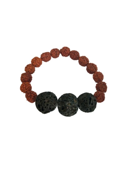 Lava Stone With Rudraksha Beads Yoga Bracelet For Men