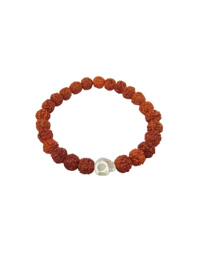 Rudraksha Beads With Skull Design Bracelet For Men