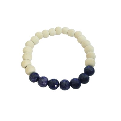Multicolor Tulsi Wood Meditation Beads Tanzania stone Bracelet For Men