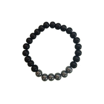 Trendy Collection Black Magnetic Round Beads Stretchable Beaded Bracelet