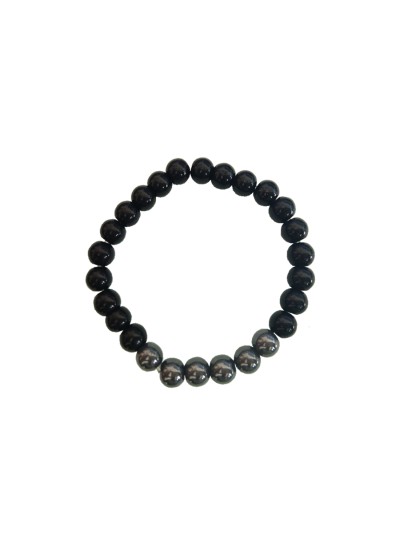 Trendy Collection Black Magnetic Round Beads Stretchable Beaded Bracelet