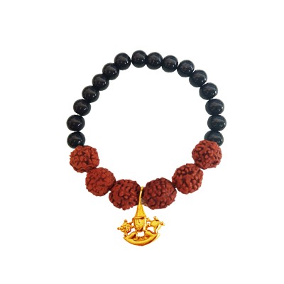 Beads & Rudraksha With Lord Balaji Black Ocean Jade Stone Rudraksha  Bracelet