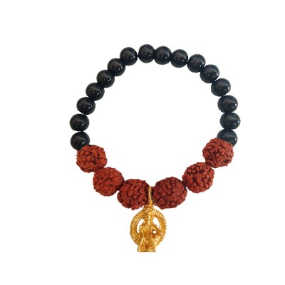 Swami Black Ocean Jade Stone Beads Rudraksha Bracelet