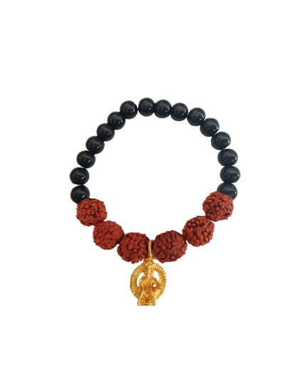 Swami Black Ocean Jade Stone Beads Rudraksha Bracelet