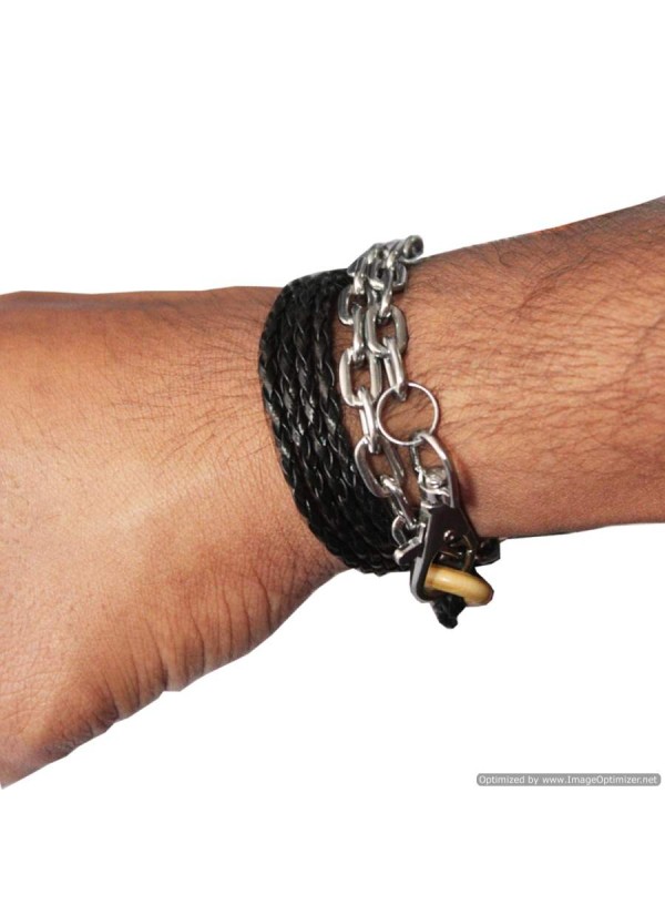 Mens Fashion Jewellery Antique Multicolour Rope with chain Fashion chain link  Bracelet