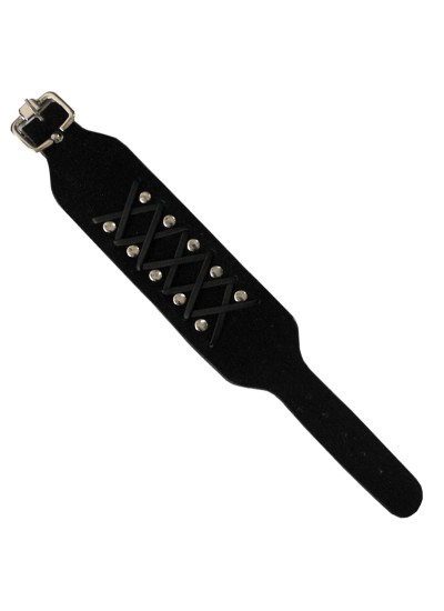 Menjewell Stylish & Antique Black Cross Lines Fashion Leather Bracelet