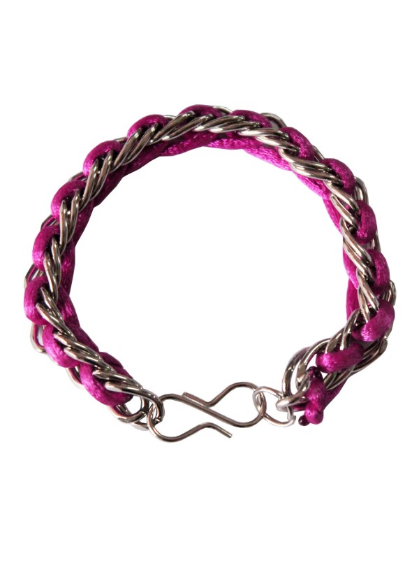 Mens jewellery  Pink::silver  Braided Fashion with Nylon Fashion Threade Bracelet 