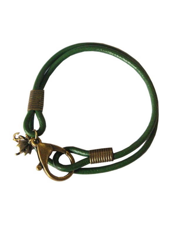 Men Fashion Green  Multilayer Charm Fashion Leather Bracelet  