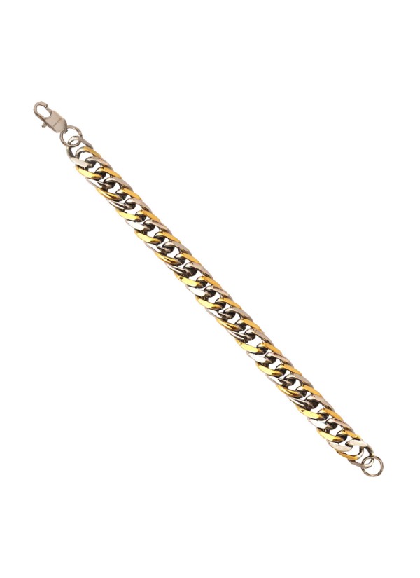 Mens Fashion Jewellery Gold::Silver Dual Tone Fashion Chain Link   Bracelet