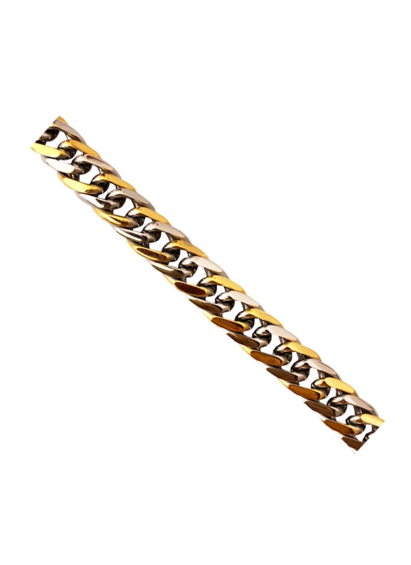 Mens Fashion Jewellery Gold::Silver Dual Tone Fashion Chain Link   Bracelet