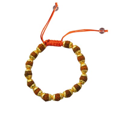 Menjewell Fashion Jewellery Fancy Gold::Brown Rudraksha Bracelet