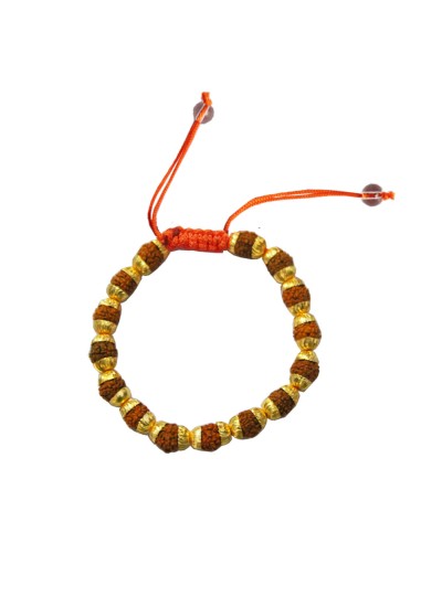 Menjewell Fashion Jewellery Fancy Gold::Brown Rudraksha Bracelet