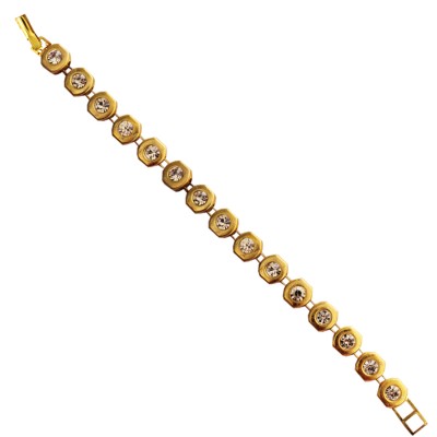 Gold  Golden Link CZ Studded Fashion Bracelet 