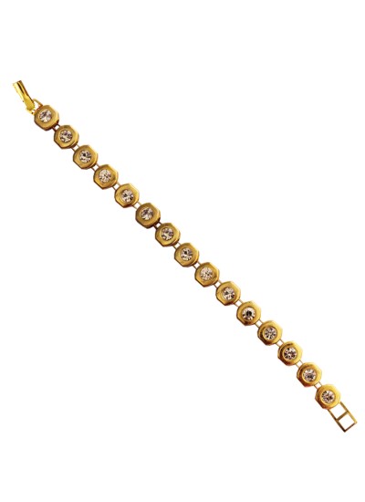 Gold  Golden Link CZ Studded Fashion Bracelet 