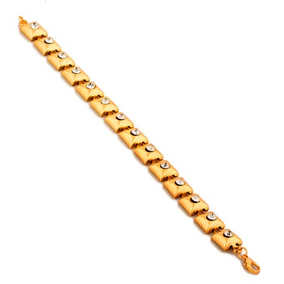 Gold  Golden Link CZ Studded Fashion Bracelet 