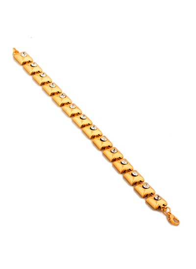 Gold  Golden Link CZ Studded Fashion Bracelet 