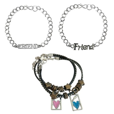 Menjewell "Friend" Letter Design With Couple Bracelet Combo For Men