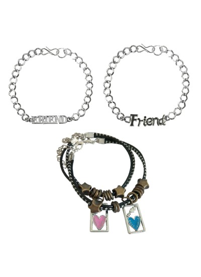 Menjewell "Friend" Letter Design With Couple Bracelet Combo For Men