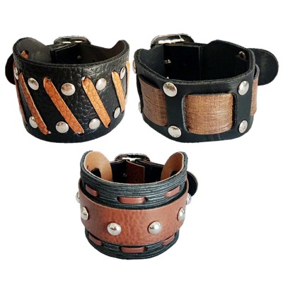 Menjewell New Classic Collection Multicolor Stylish Wrist Band in Multi Design Leather Bracelet Combo