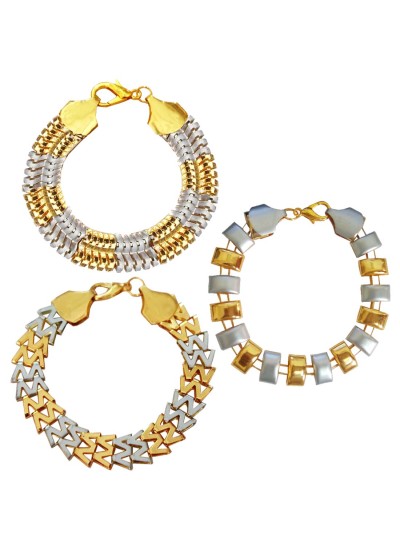 Menjewell Gold::Silver South Indian Style Multi Design Bracelet Combo